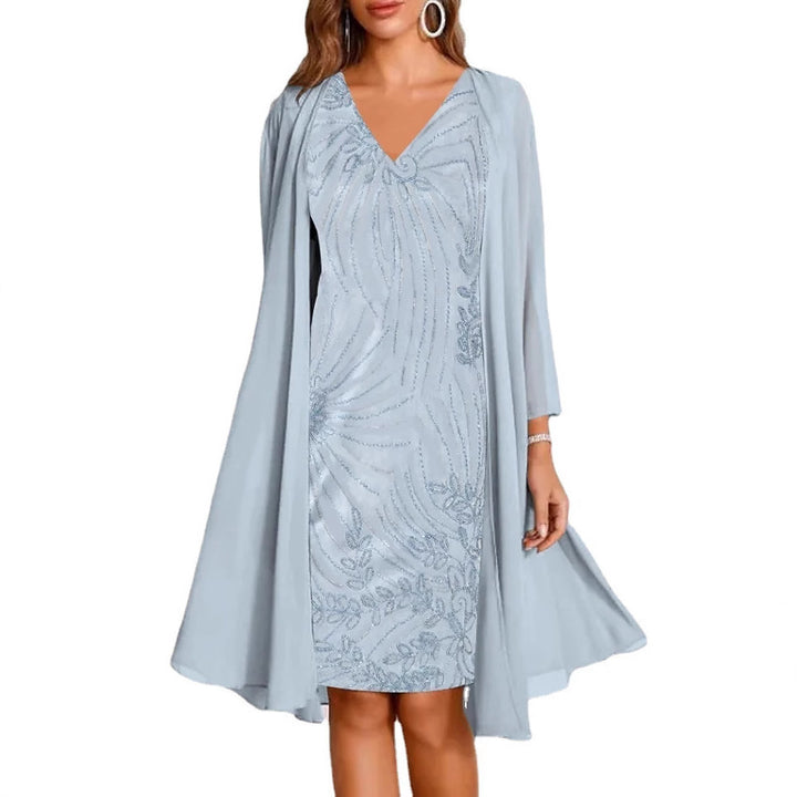Dame stilfuld aftenkjole med elegant overtræk Stilla