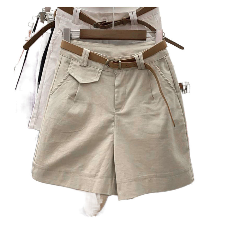 Dame Skræddersyet Casual Højtaljede Shorts med unikt Bælte-Design Stilla