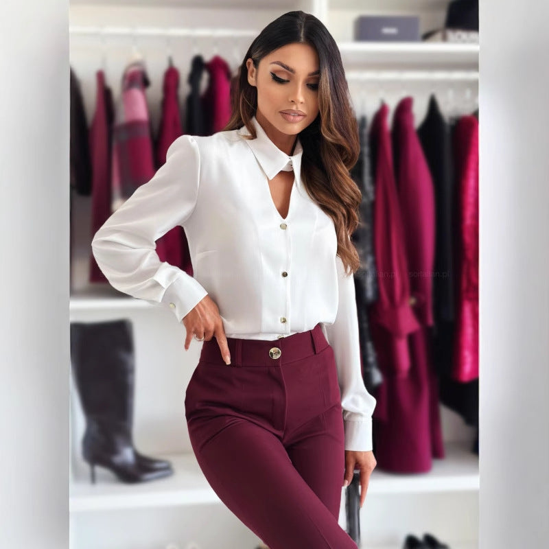 Women elegant blouse with contemporary neckline Stilla