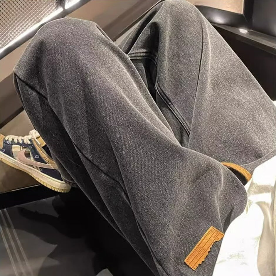 Herrer Løs Denim-Bukser med justerbar Snøre og afslappet Snit Stilla