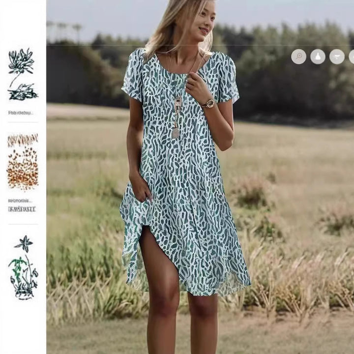 Damer Floral Maxikjole med sidelukning og lette folder Stilla
