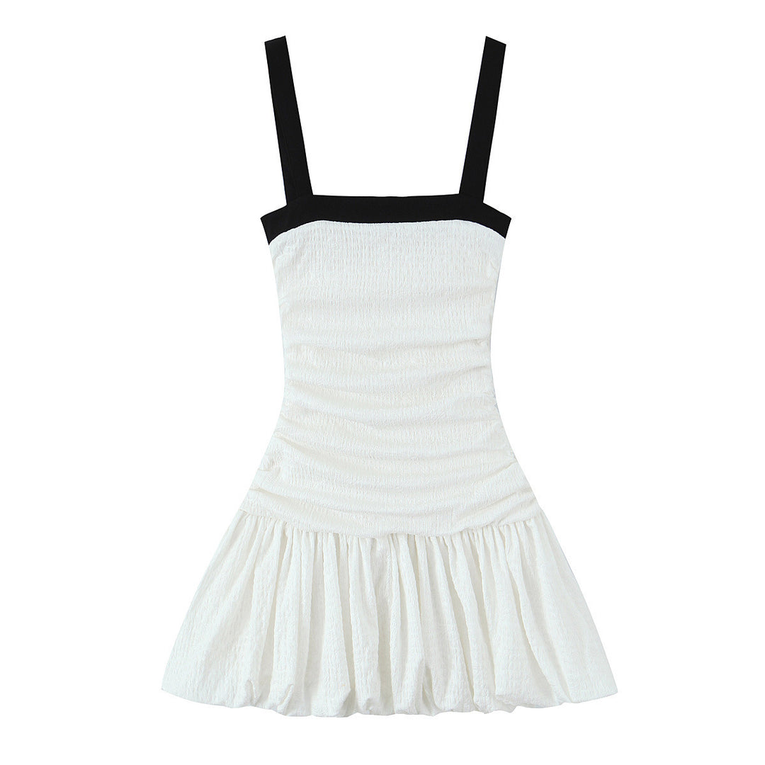 Dame Smocked A-Linie Mini Kjole med lagdelt Nederdel Stilla