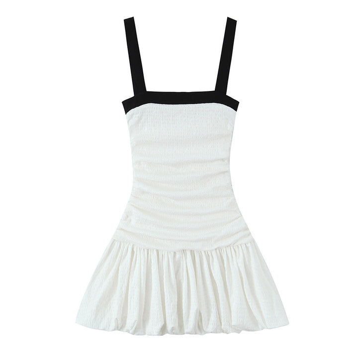 Dame Smocked A-Linie Mini Kjole med lagdelt Nederdel Stilla