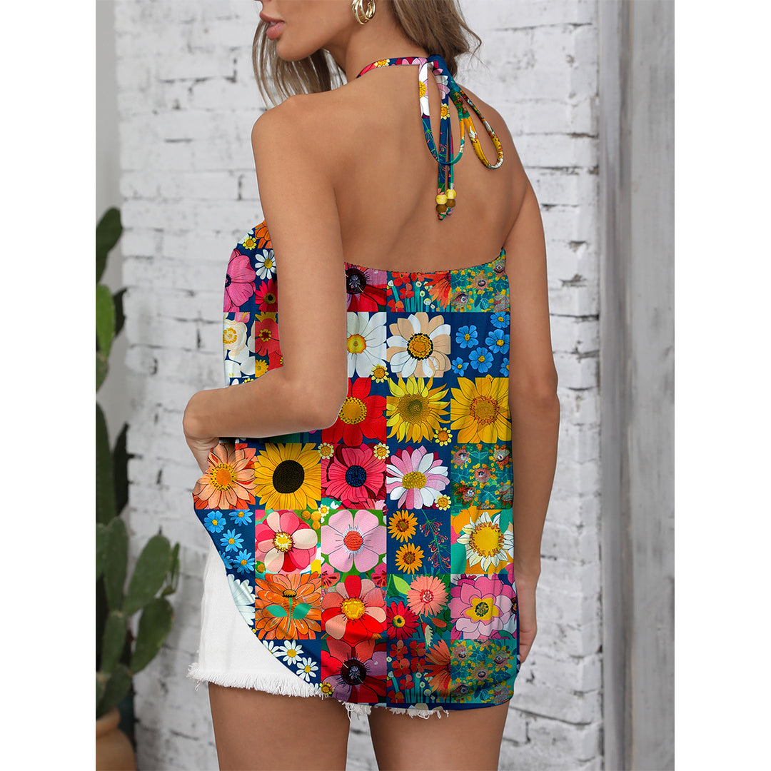 Dame Sommer Jumpsuit med farverigt blomsterdesign og stilfuldt bærerdesign Stilla