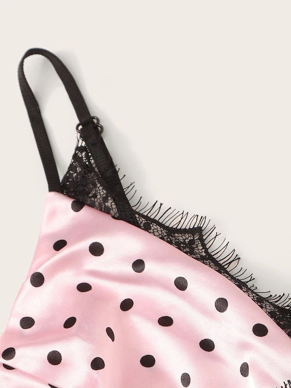 Dame Polka-Dot Spids Pyjamas Sæt Stilla