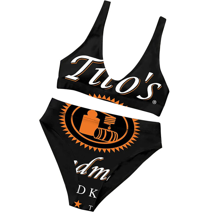 Dame Bikini-sæt med stilfuld logo-design og dyb udskæring Stilla