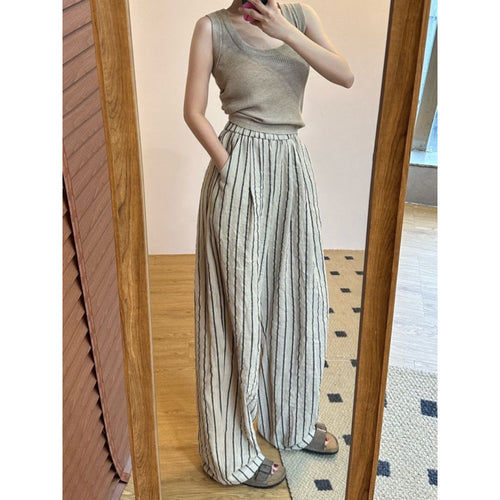 Femme Bredbenet Stribet Bukser Stilla