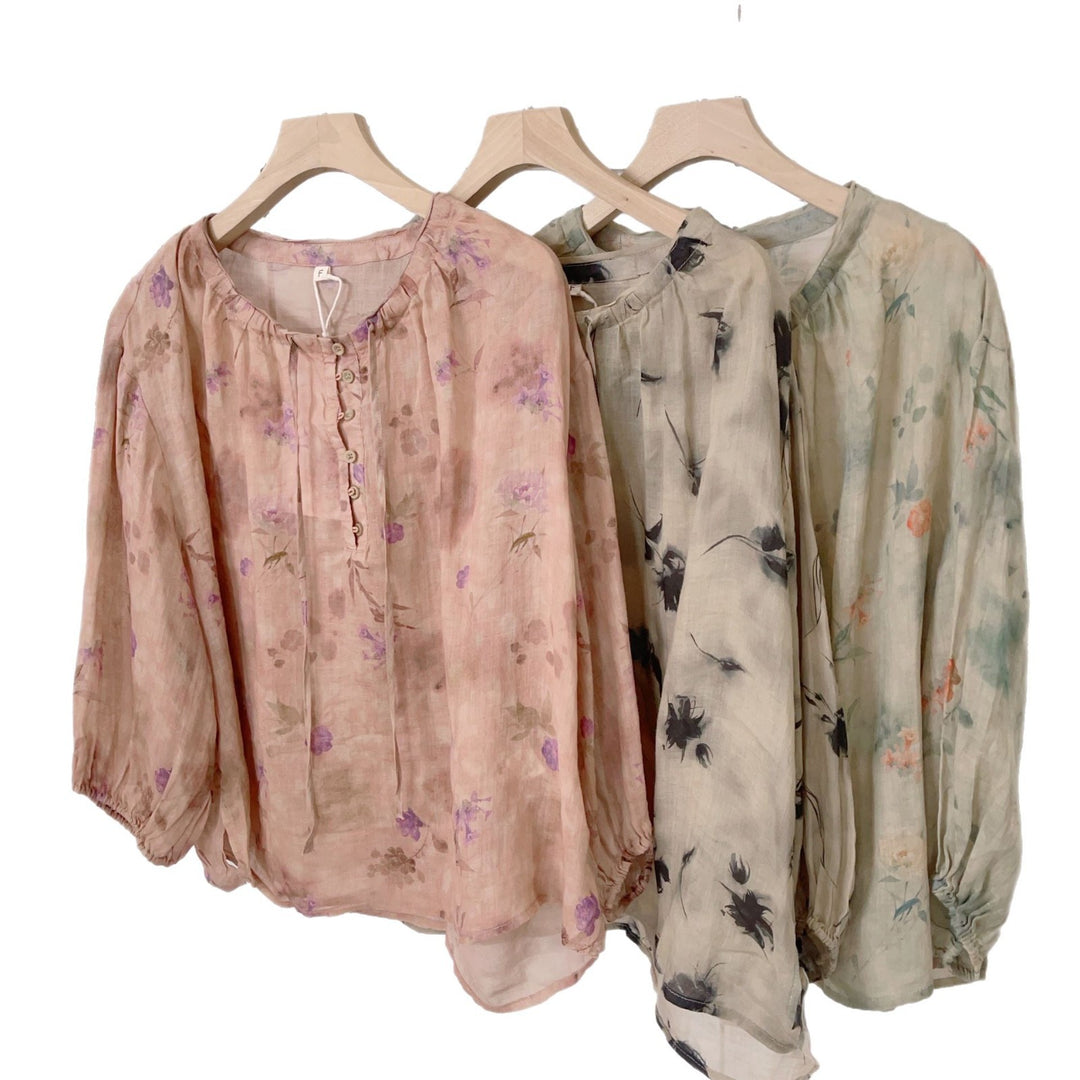 Femme Floral Print Relaxed Fit Bluse Stilla