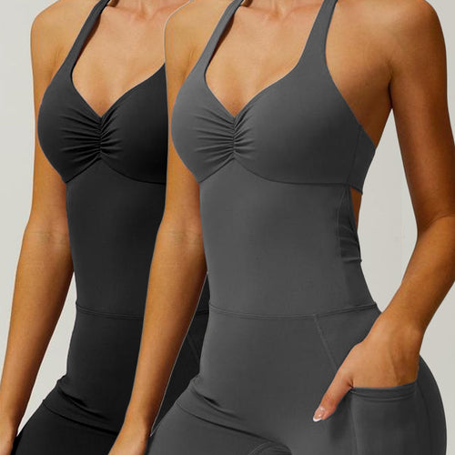 Dame Sporty Jumpsuit med tætsiddende snit og stropper Skovae