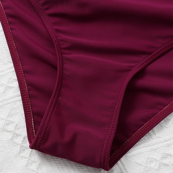 Dame Tankini-sæt med flæsedetaljer og moderne strikstropdesign Stilla