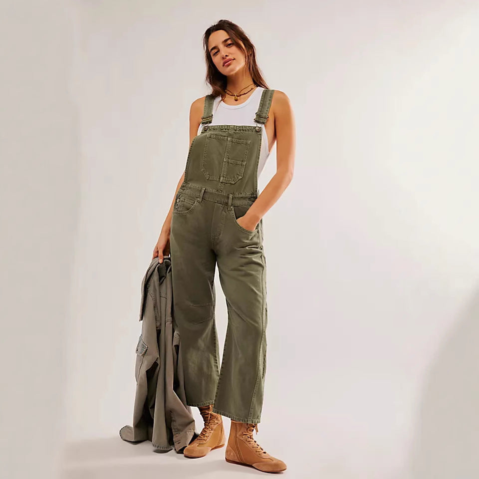 Dame afslappet denim overalls i moderne snit med justerbare stropper Skovae