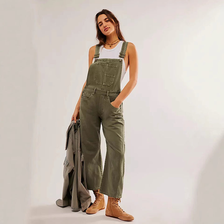 Dame afslappet denim overalls i moderne snit med justerbare stropper Skovae
