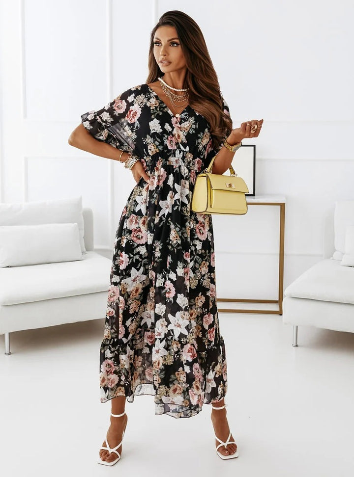 Dame Floral Høj Slids Maxi Kjole Stilla