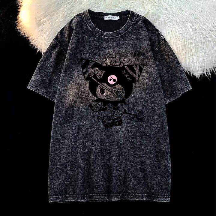 Dame T-shirt med kunstnerisk karaktertryk og afslappet snit Stilla