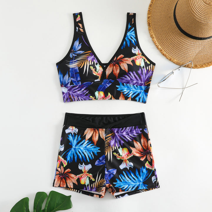 Dame bikini-sæt med sporty snit og livligt blomsterprint Stilla