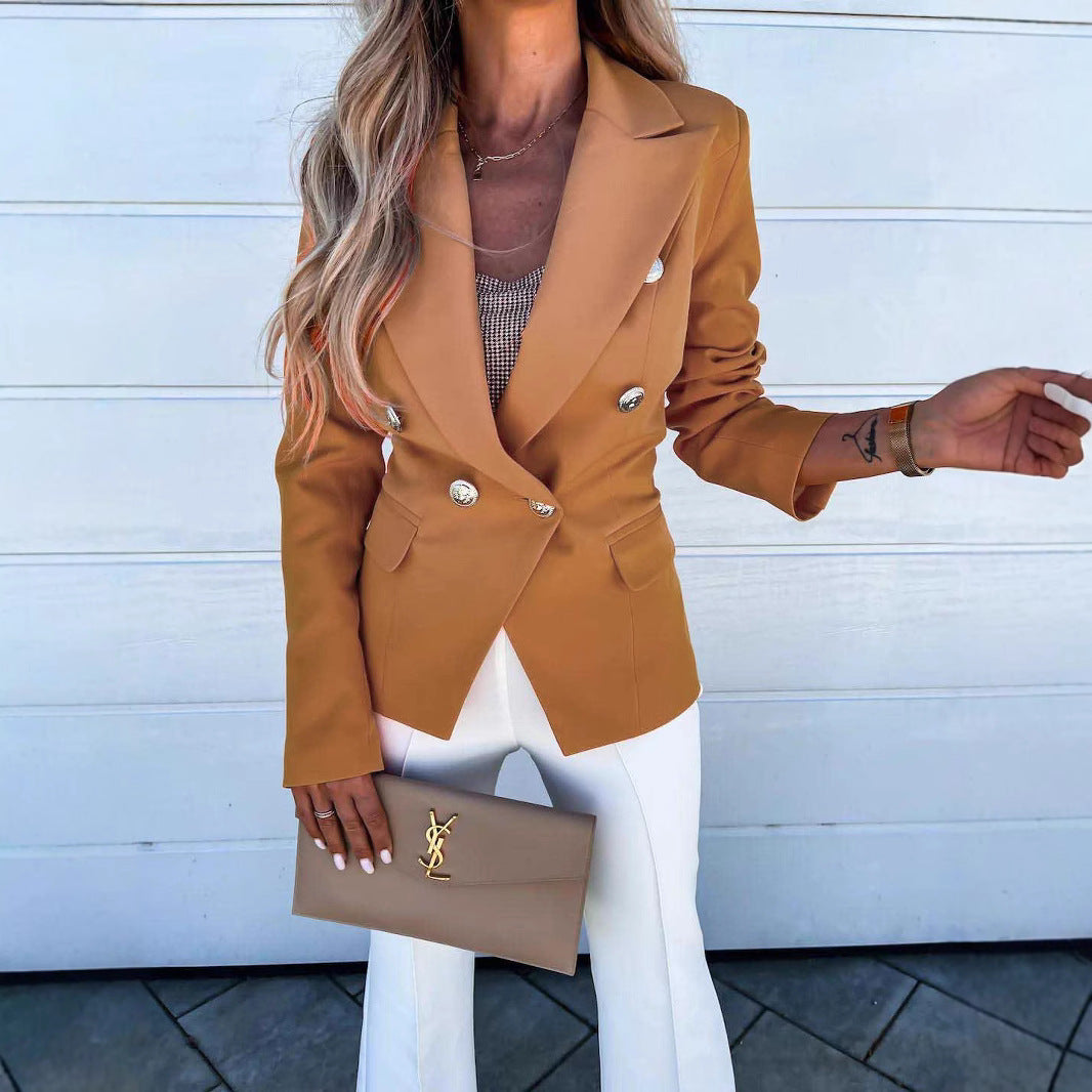 Damer Elegant Blazer med dobbelt knaplukning og bred revers Stilla
