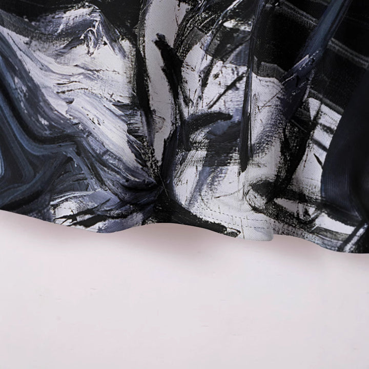 Herrer polo t-shirt med kunstnerisk penselstrøgsdesign Stilla