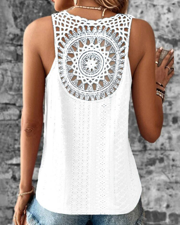 Dame Boho Chic Hæklet ryg Tanktop Stilla