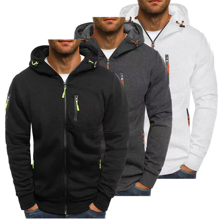 Herre hoodie med funktionelle lynlås lommer og sporty design Skovae