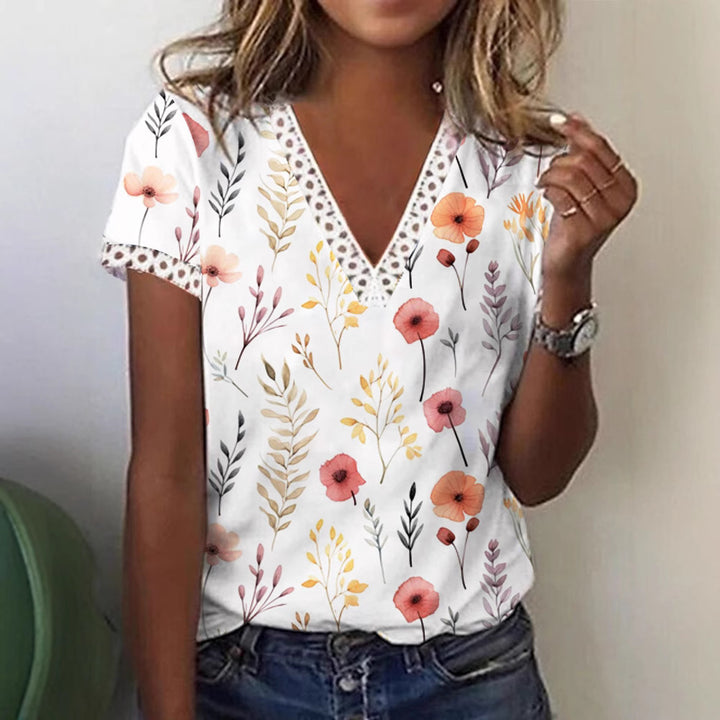 Dame Glitrende V-Pullover Bluse Skovae