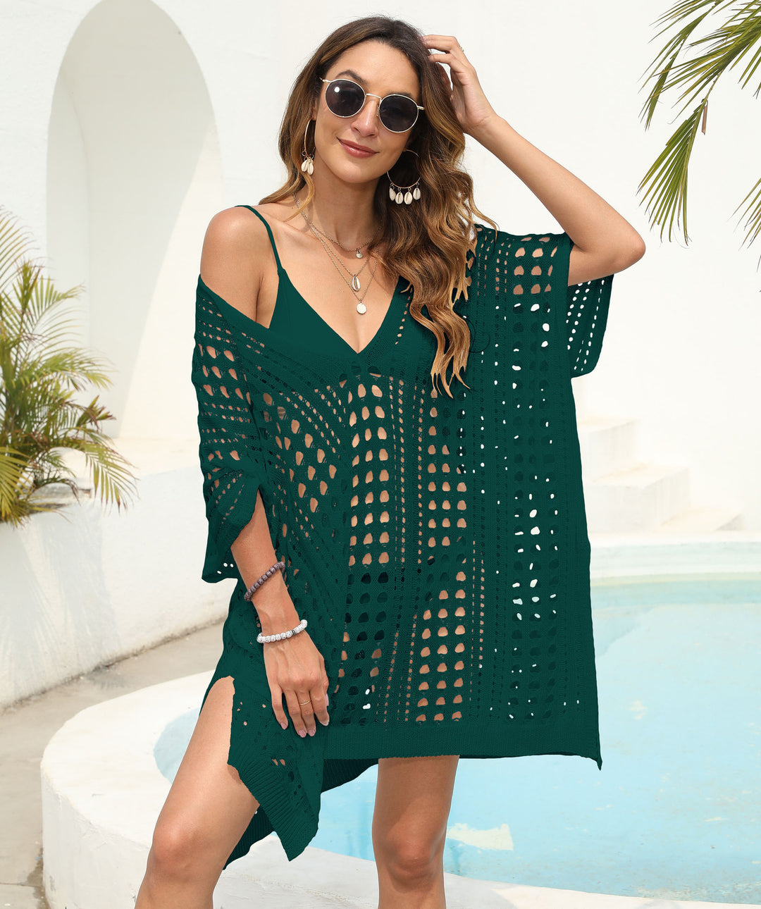 Dame Størrelse Hækle Strand Cover-Up Stilla