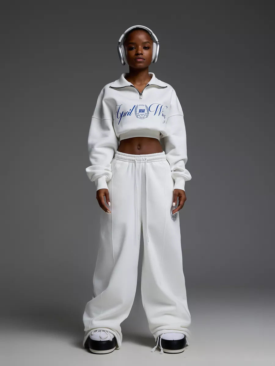 Stilla | Trendy Trykt Sweatshirt Snor Bukser Sæt