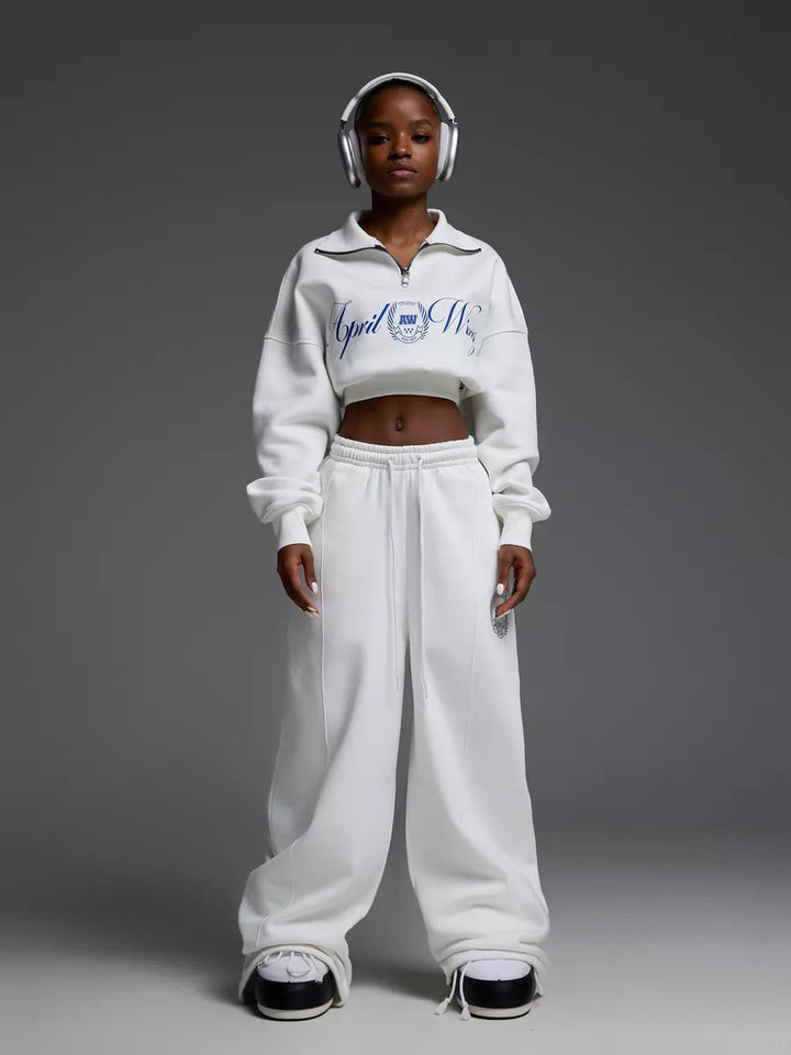 Stilla | Trendy Trykt Sweatshirt Snor Bukser Sæt