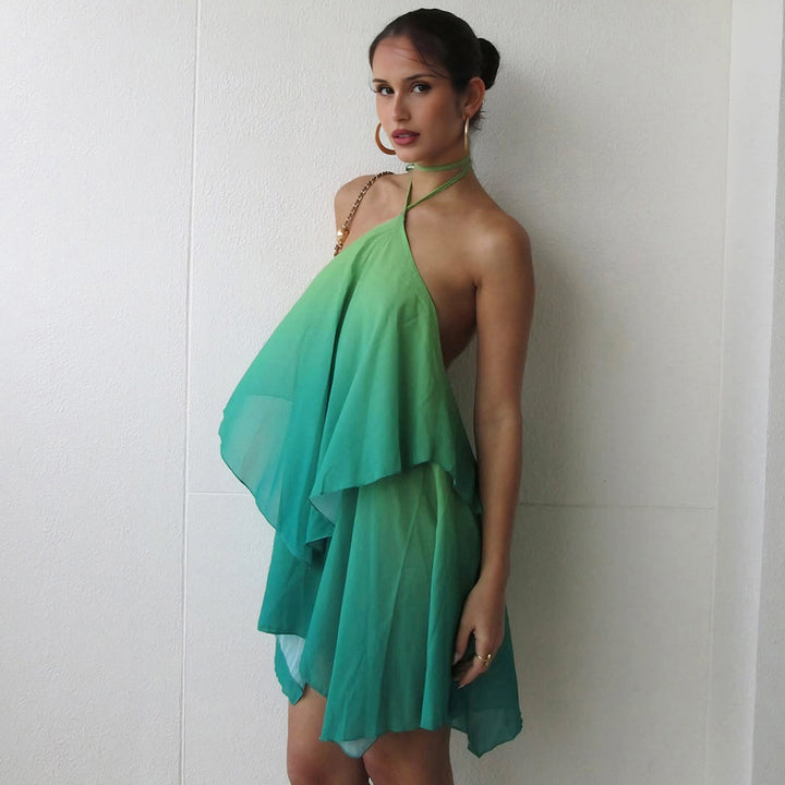 Dame luftig, asymmetrisk strandkjole med chiffon-effekt Skovae