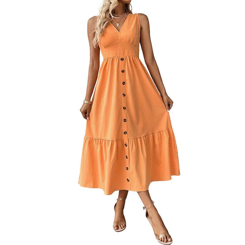 Femme Button-Down Maxi-Kjole med flydende Skørt Stilla