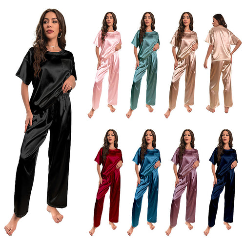 Dame Satin Pyjama-sæt med afslappet pasform og komfortable detaljer Stilla
