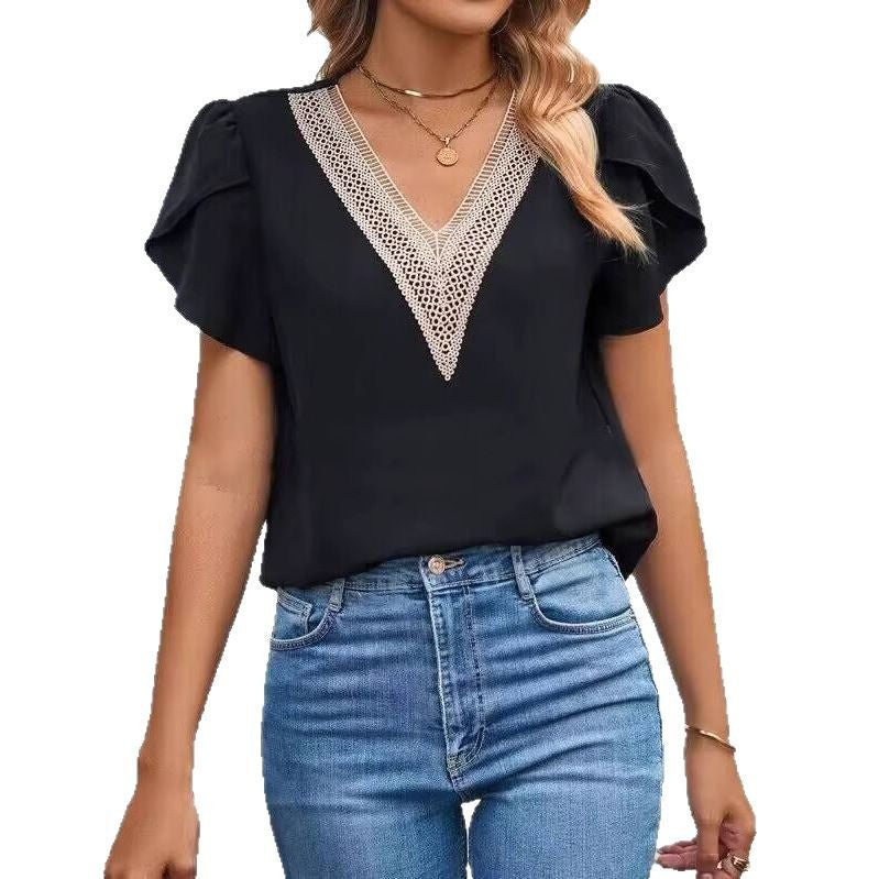 Stilla | Simple-Top Sommer V-hals Ærmeløs Løs Tanktop
