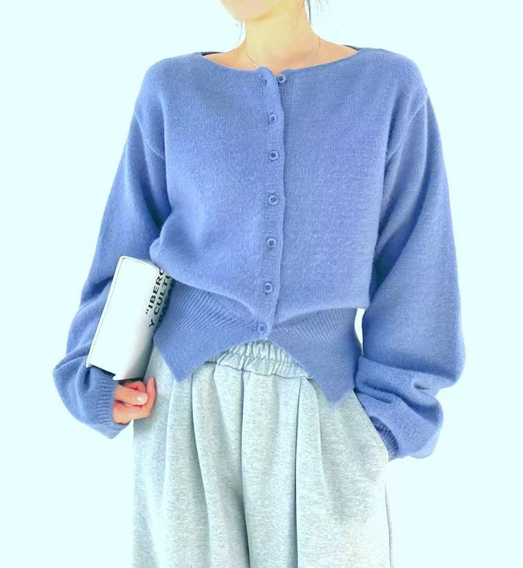Kvinderne cropped cardigan med knaplukning og oversized ærmer Stilla