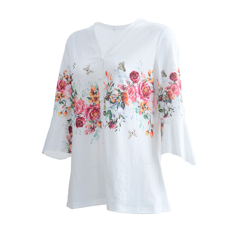 Damebluse med blomsterdesign Stilla