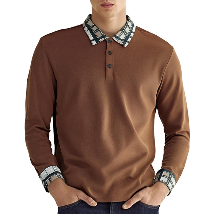 Herre Langærmet Poloshirt med stribet Krave Stilla