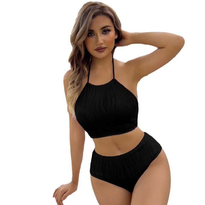 Dame bikini sæt med højtaljede underbukser og stilfuld flæse-design Stilla