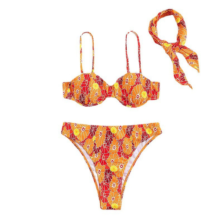 Dame Polstret Floral Trykt Bikini Sæt Stilla