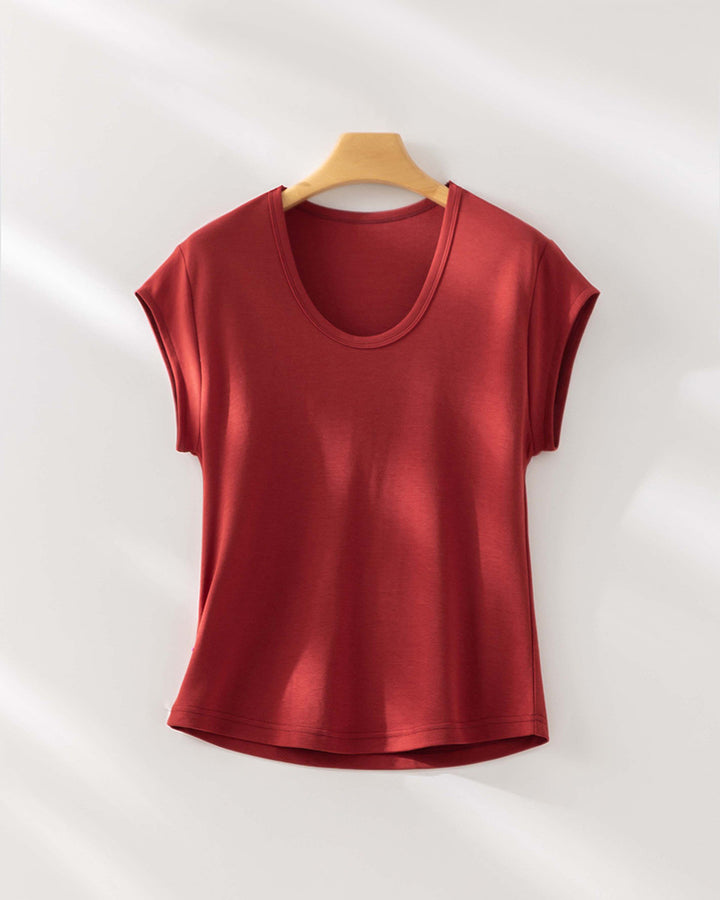 Femme Cap Sleeve Modal Blandingsmateriale Top Stilla