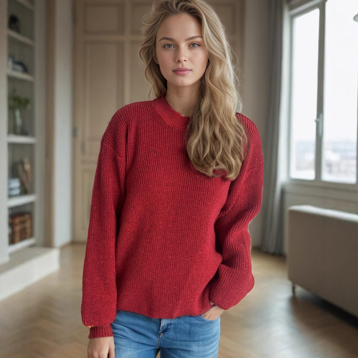 Damer komfortabel strikket pullover med moderne ribdesign Stilla
