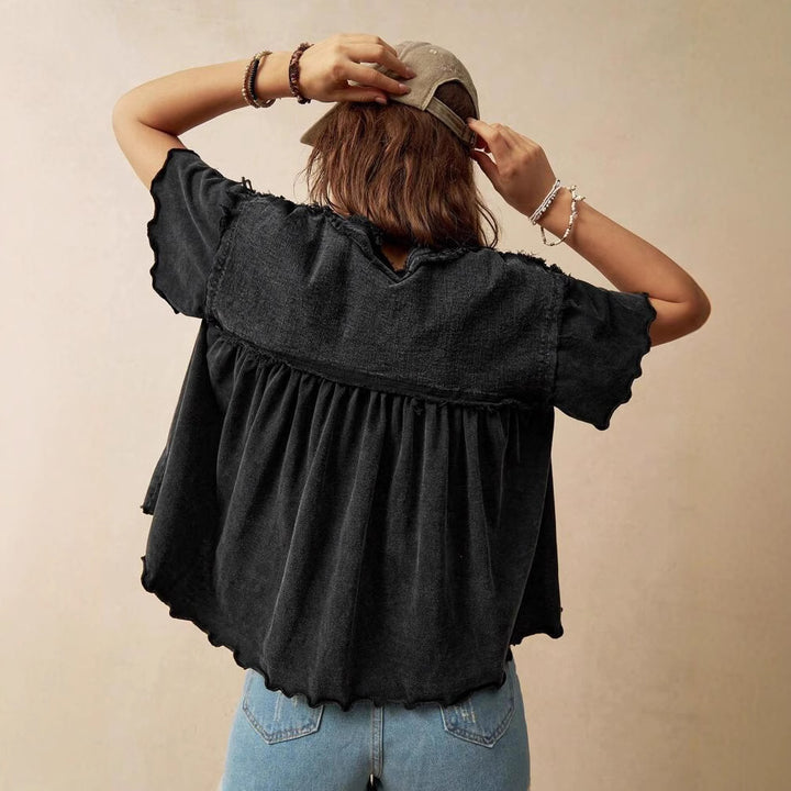Dame Løst Denim Blusenshirt Stilla