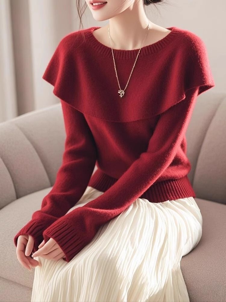 Dame sweater med afslappet sjalskrave Stilla