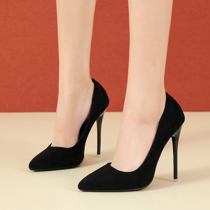Dame High-Heel Pumps med spids design og luksuriøs velour overdel Stilla