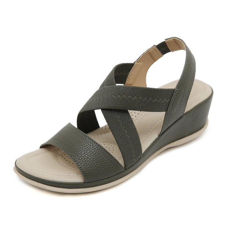 Dame Wedge-sandaler med elastiske kryds-remme og stødabsorberende fodseng Stilla