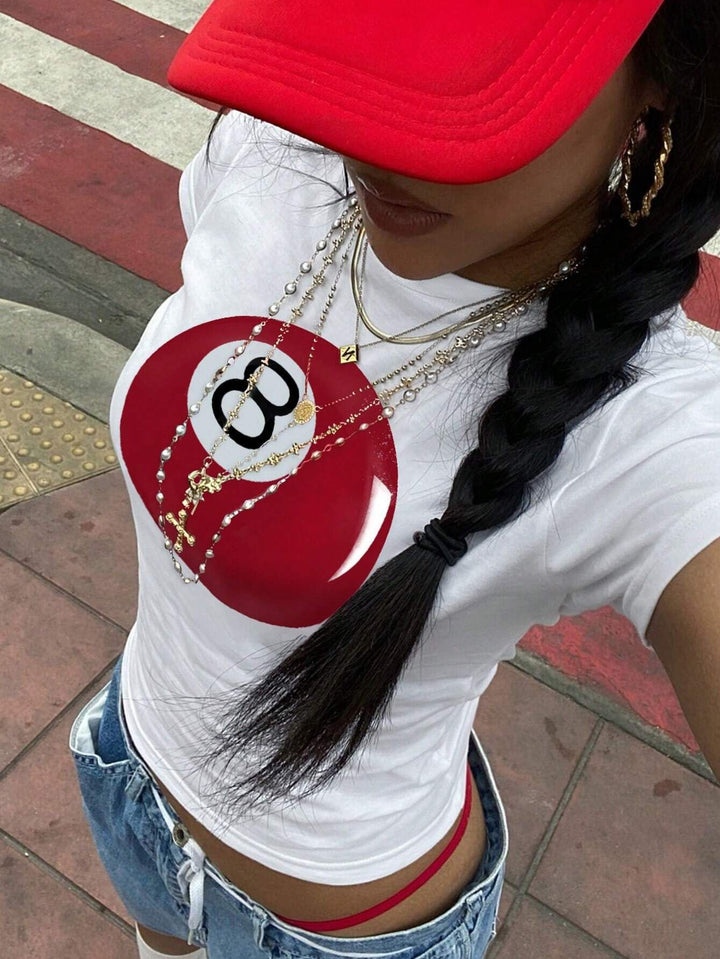 Dame Crop-T-shirt med kreativ telefon-design Skovae