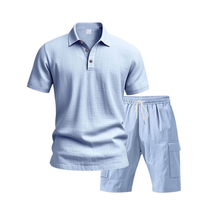 Herrer Polo- og Shorts-sæt i åndbart materiale med komfortabel pasform Stilla