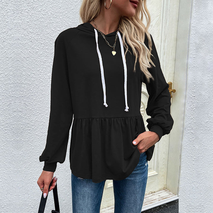 Damer afslappet hoodie med flæse detalje og snoretræk Stilla