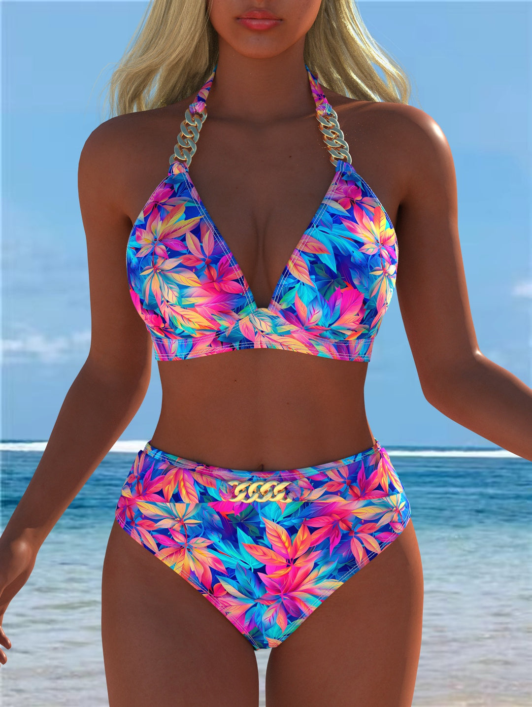 Dame Bikini med luksuriøst marmor mønster og fine detaljer Skovae