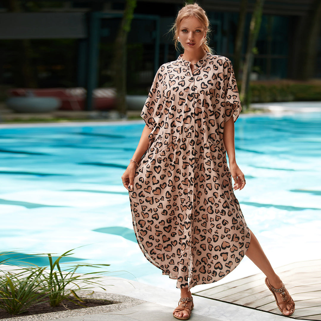 Dame Kaftan med løs pasform og blomsterdesign Stilla