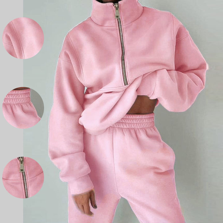 Kvinders zip hoodie med høj krave og afslappet pasform Skovae