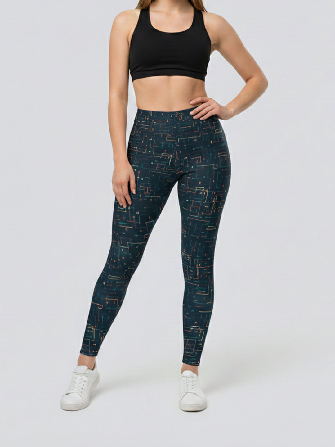 Dame sportleggings med stilfuldt grafisk design Skovae