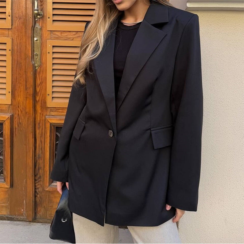 Damer fashionable oversized blazer jakke med talje bælte Stilla